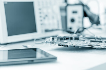 Canvas Print - Electronic equipment repair laboratory