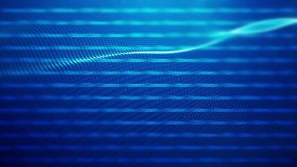 Wall Mural - wireframe dynamic polygonal grid lines pattern rippling motion as abstract blue mesh waves network ,