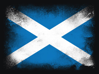 Wall Mural - Scotland Flag design composition of exploding powder and paint, isolated on a black background for copy space. Colorful abstract dust particles explosion. Euro 2024 football symbol for printing