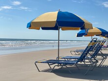 Daytona Beach Is A City On Florida’s Atlantic Coast. A City In Volusia County, Florida, United States. The Beach Has Hard-packed Sand Where Driving Is Permitted In Designated Areas.