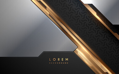 Wall Mural - abstract black and silver background with gold decor elements