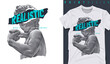 Graphic t-shirt design,realistic slogan with antique statue ,vector illustration for t-shirt.
