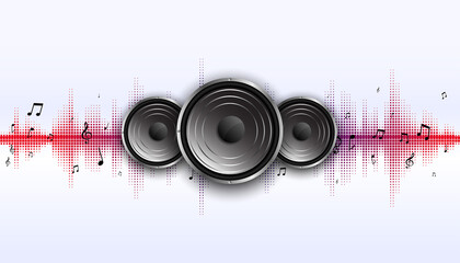 Wall Mural - music speaker with wave equalizer frequency background