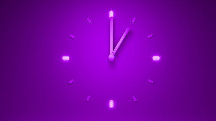 Sticker - 1 o clock am pm Backlit purple clock time 3D illustration 3D rendering subtle