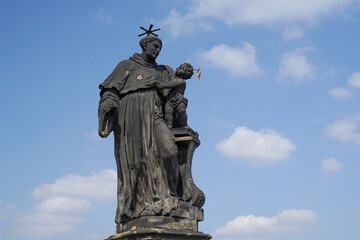 Wall Mural - Prague charles bridge detail of statue