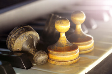 Wooden Chess and piano keys