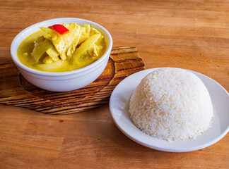 Close up shot of Thai style yellow curry