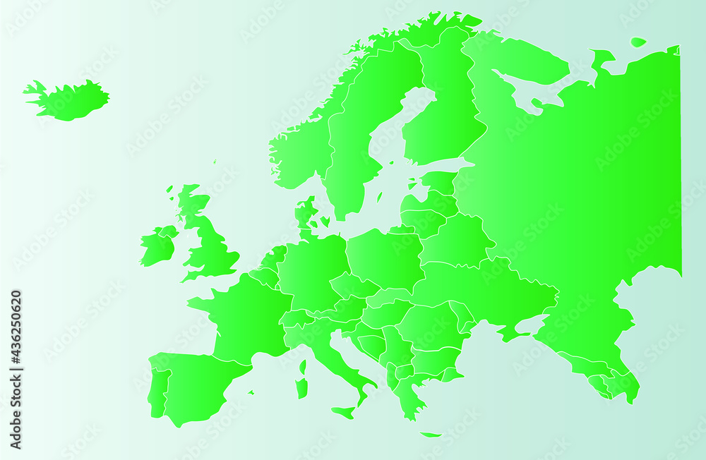 Vector illustration of a map of Europe continent map with countries ...