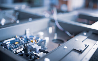 Wall Mural - Metal components and microcircuits blanks in laboratory