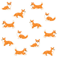  Cartoon happy corgi dog - simple trendy pattern with dogs. Flat vector illustration for prints, clothing, packaging and postcards.