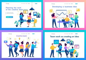 Canvas Print - set of landing page with the work of the creative team