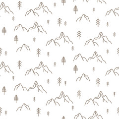 Canvas Print - Forest seamless simple outline style pattern. Vector texture illustration for print