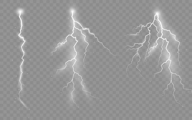 Wall Mural - set of zippers, thunderstorm and effect lightning.