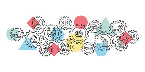 Wall Mural - human rights development concept vector illustration. Concept with linked icons related to human rights