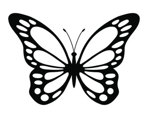 Butterfly silhouette. Hand drawn vector illustration. Isolated element on white background. Best for seamless patterns, posters, cards, stickers and your design.