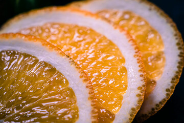 macro shot of orange slice cut