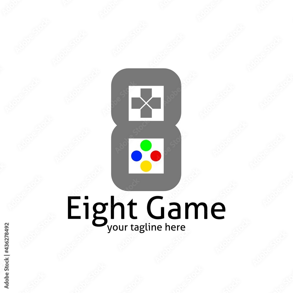 Letter 8 and stick controller game design logo icon symbol. Ilustration ...