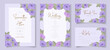 Elegant wedding invitation design with purple chrysanthemum flower ornament