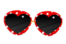 Ladybug Strawberry Cute Summer Sunglasses Red White Polka Dot Pattern Vector