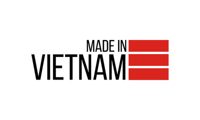 Wall Mural - made in vietnam, vector logo colored vietnamese flag