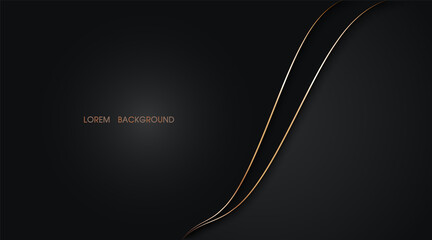 Wall Mural - Black abstract background and curve golden lines