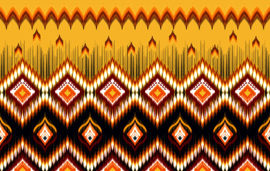 Wall Mural - Ethnic Indian tribal ikat pattern necklace embroidery style. Geometric Aztec fabric carpet ornament chevron textile decoration. Neckline vector illustrations .