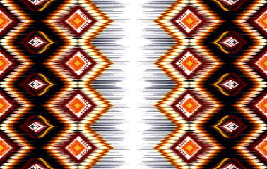 Wall Mural - Ethnic Indian tribal ikat pattern necklace embroidery style. Geometric Aztec fabric carpet ornament chevron textile decoration. Neckline vector illustrations .