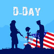 D-Day. Army and flag Abstract Background