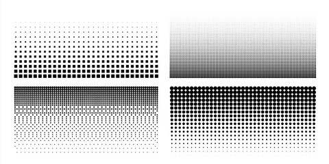 Wall Mural - halftone dot pattern. comic pop art textures. black and white geometric half tone templates set. per