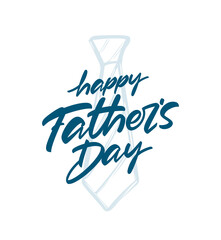 Fototapete - Vector illustration: Handwritten type lettering of Happy Father's Day with hand drawn tie on white background.