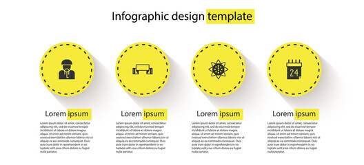 Wall Mural - Set Ukrainian cossack, Embroidered towel, Sunflower and Independence day of Ukraine. Business infographic template. Vector