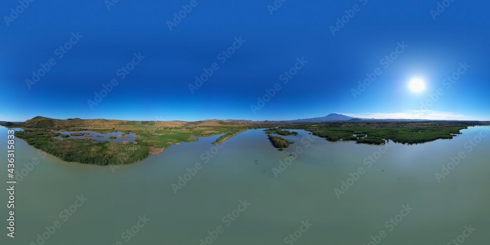 360 degrees aerial photo of the Oasis of Ponte Barca a protected area ...