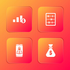 Poster - Set Pie chart and dollar, Abacus, Startup project concept and Money bag icon. Vector