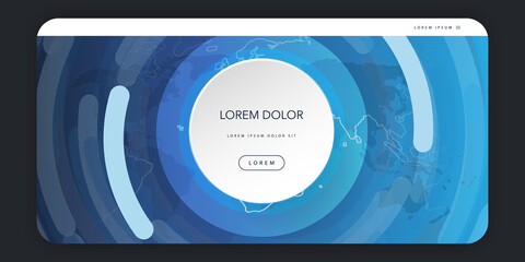 Wall Mural - web design elements - header or banner design with world map and circular geometric shapes - poster,