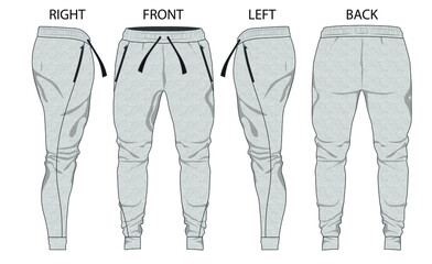 Wall Mural - Sweat Pants Template Jogging Pants Vector Mockup Sportswear Fashion Techpack Vector Illustration