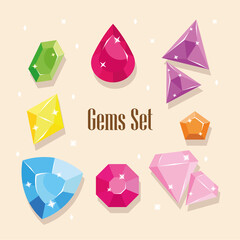 Wall Mural - set of gems sparkling