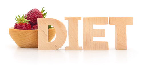 Canvas Print - Word diet with strawberry.