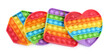 Rainbow pop it fidget toys on white background, top view