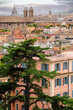 Panoramic view to Rome rooftops with catholic basilics and monuments, Italy
