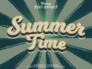 Vintage text effect. Editable text effect vector. Summer time style theme.