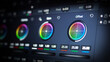 © gnepphoto - Color grading tools or RGB colour correction indicator on monitor in post production. Telecine full grade stage in video or film production processing. for colorist edit grading color on digital movie