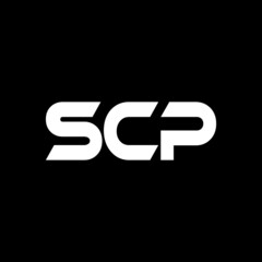 SCP letter logo design with black background in illustrator, vector logo modern alphabet font overlap style. calligraphy designs for logo, Poster, Invitation, etc.