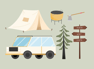 Sticker - six camping icons