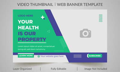 Wall Mural - Medical web banner template and video thumbnail design Layout. Customizable web banner template and thumbnail