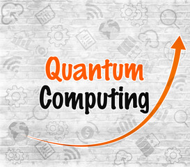 Sticker - Quantum Computing is the Future Abstract Technological Background. Modern typography style tech backdrop