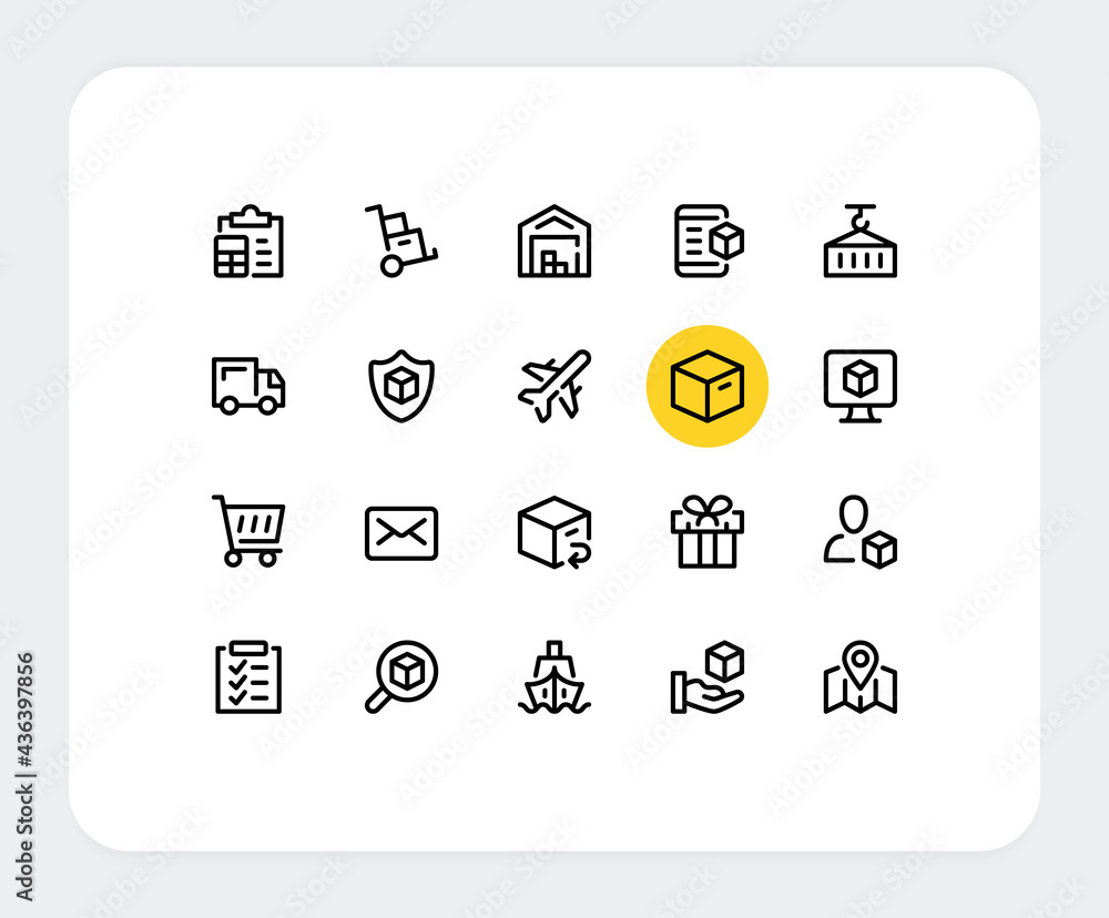 Delivery Lettering Icon Delivery vector line icons. Simple outline symbols. Vector delivery ...