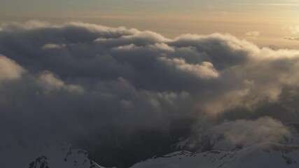 Wall Mural - aerial dramatic north cascade mountains winter sunset