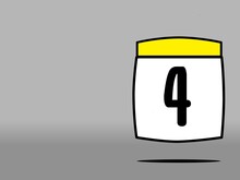 Modern Yellow And White Calendar With Number Four On Gray Background.