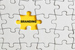 The word branding on missing puzzle piece. Brand identity and recognition