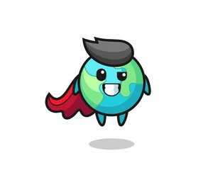 Wall Mural - the cute earth character as a flying superhero